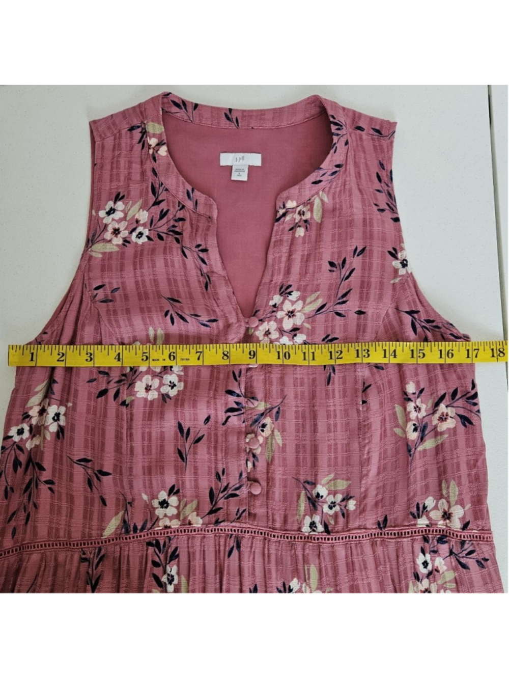 J.Jill Pink Floral Sleeveless Tiered Maxi Dress S TALL rayon boho pockets - Picture 9 of 13